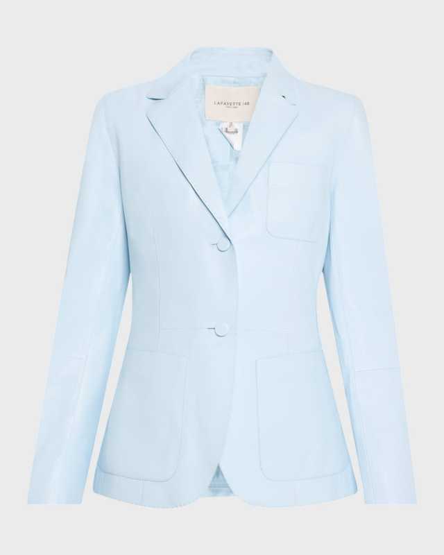 Single-Breasted Leather Blazer